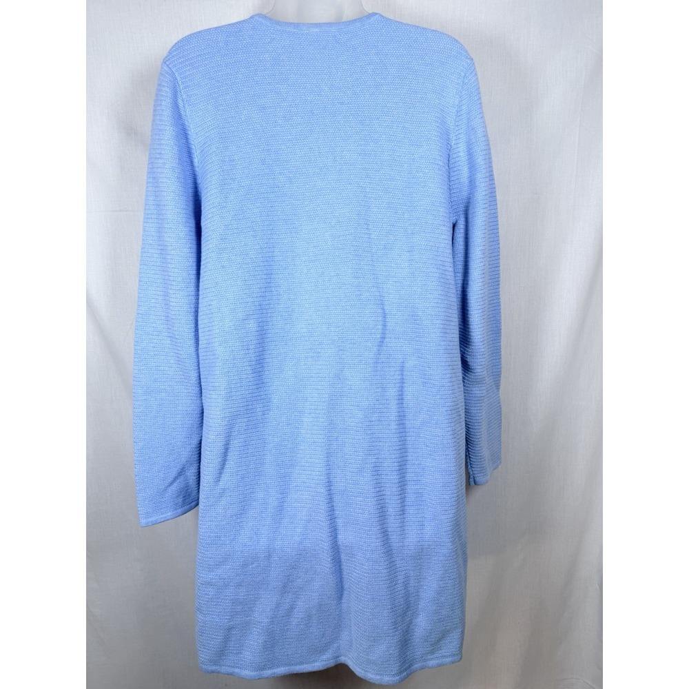 Talbots Plus Textured Open Front Sweater Jacket Light Blue Cotton Blend Women 1X - Picture 5 of 12